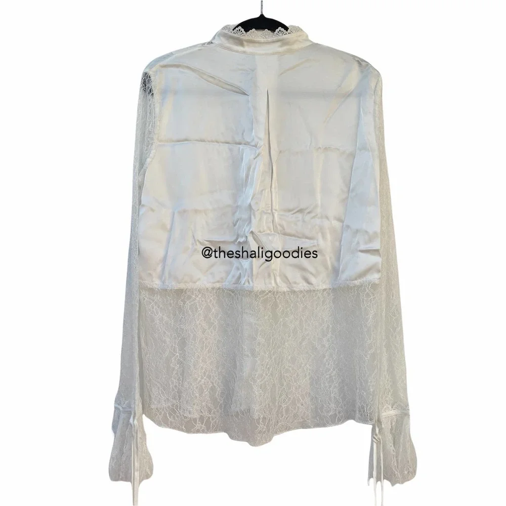 AJE Veil Lace Shirt Ivory White Button Down Top - Picture 7 of 11